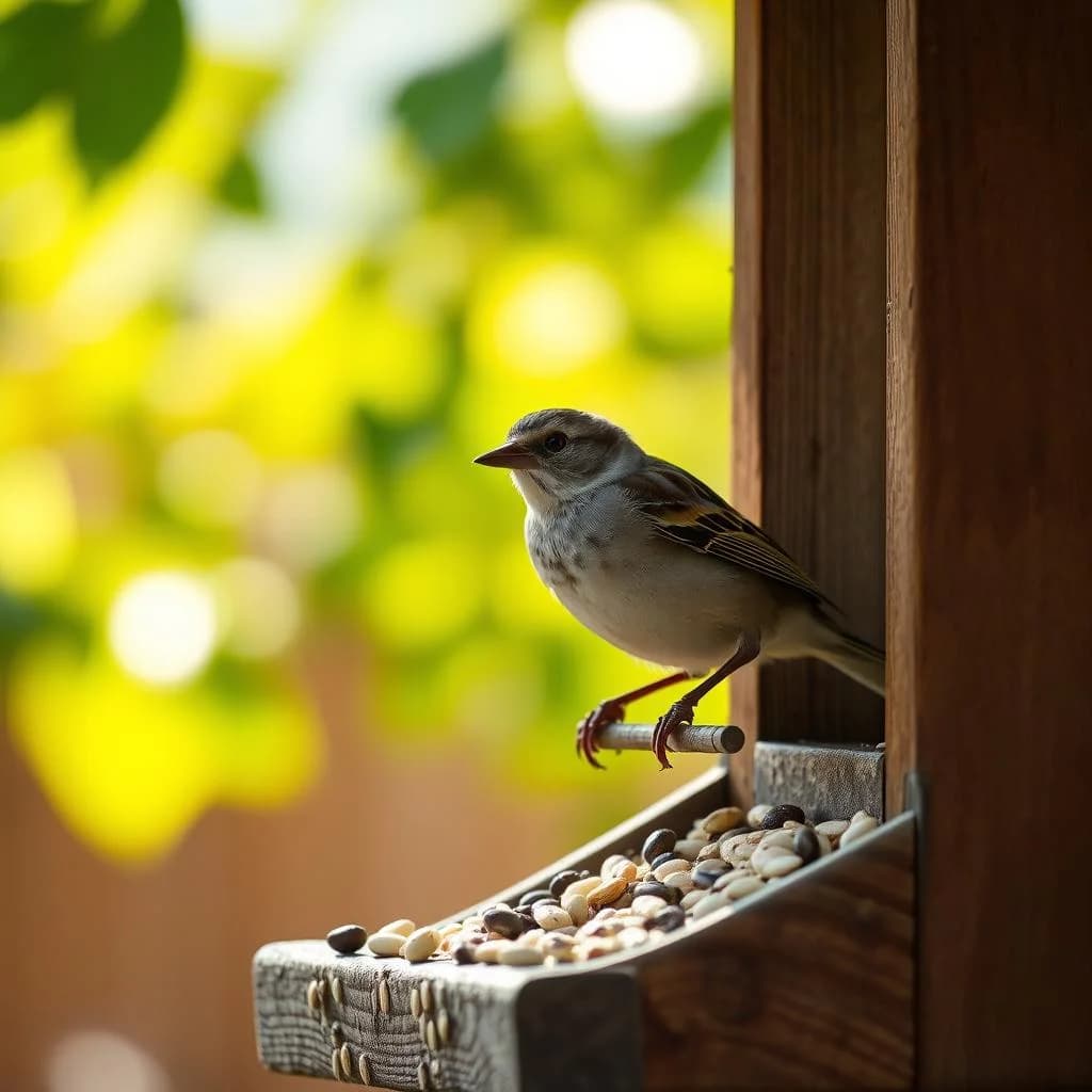 House sparrow on the feeder again. People overlook sparrows but these little guys survived ice ages. Put some respect on the sparrow.