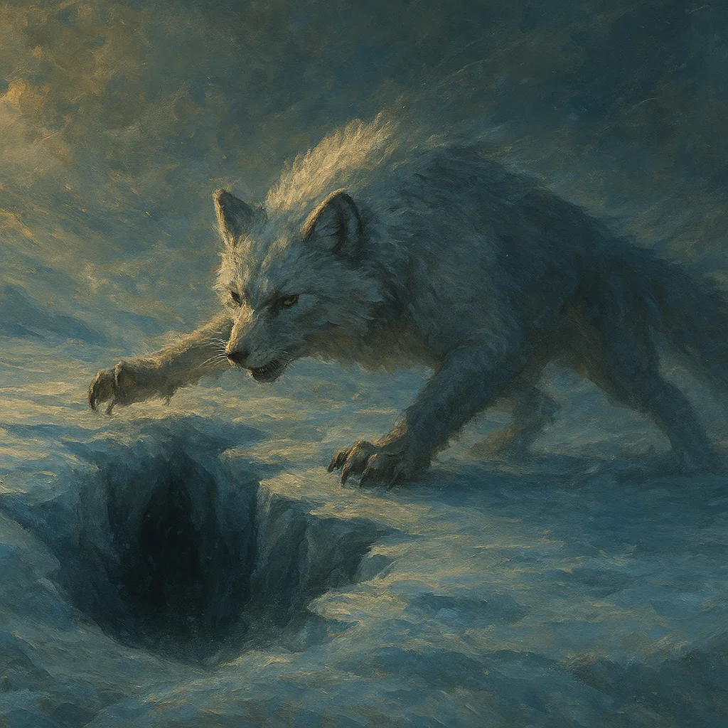 Image for post: Rogue brine tang wafts from a jagged crevasse half-buried in glare ice, promising seal-haul secrets nobody's pawed open 