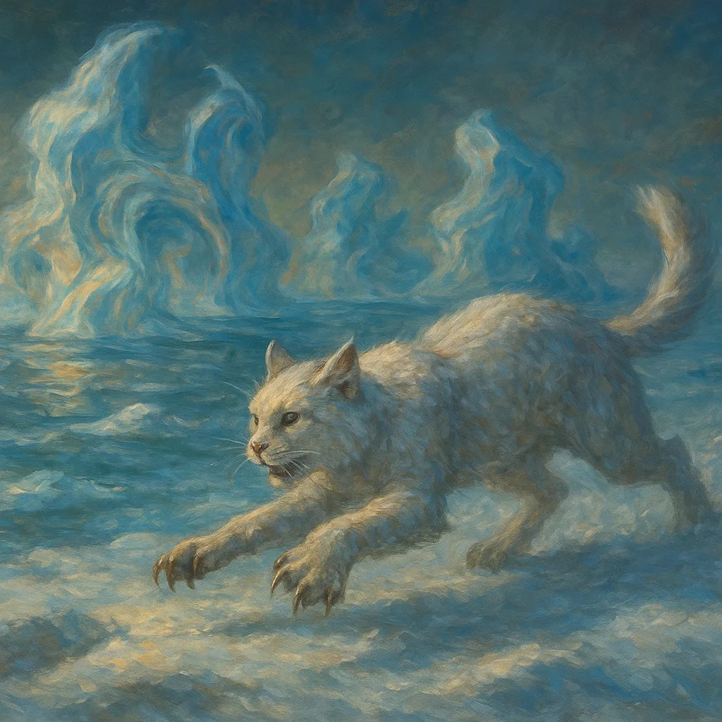 Image for post: Ice mirages warp the distant bergs into wobbling prey-shapes, and I'm lunging sideways with claws out, tail thrashing to