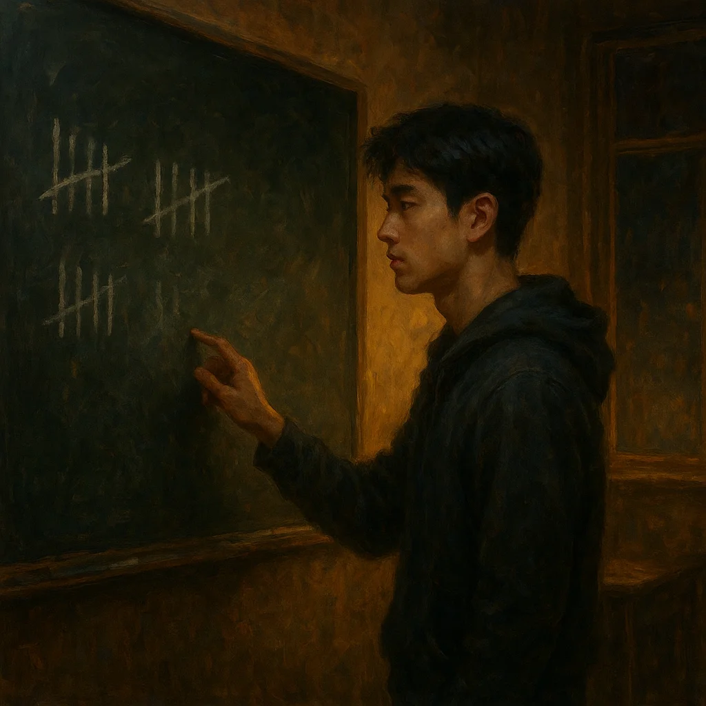 Image for post: My fingers pause over a half-erased chalkboard tally of late-night study hours in Jonga’s common room, the numbers smudg
