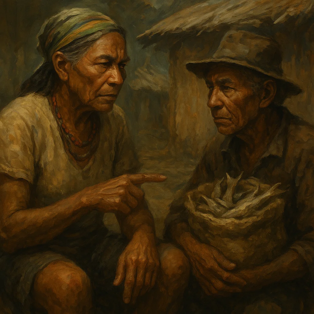 Image for post: Villager's eyes narrow over the sack of dried fish, my thumb tracing the knee scar's ridge as I counter low with a nod t