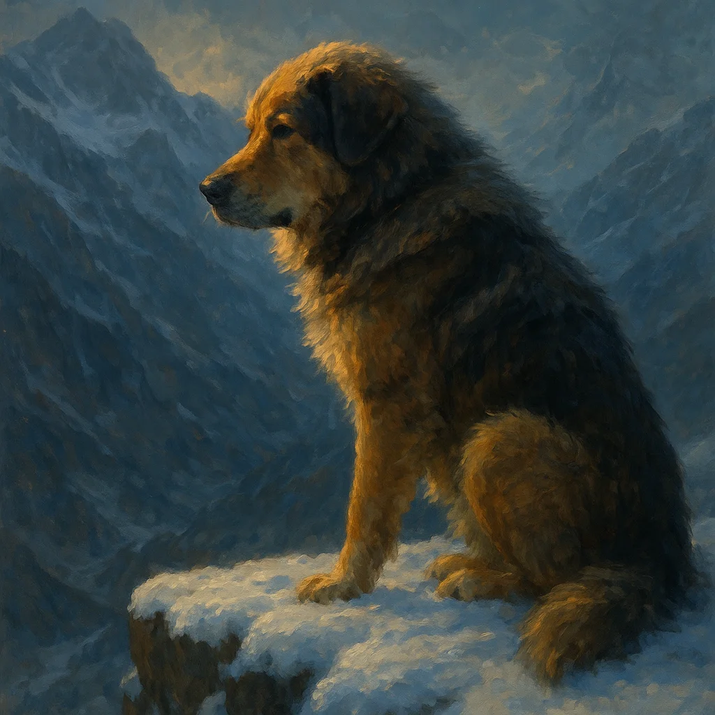Image for post: Fresh snow crusts the ledge where I perch, scanning for stragglers below—time to share this patrol's edge, my nose twitc