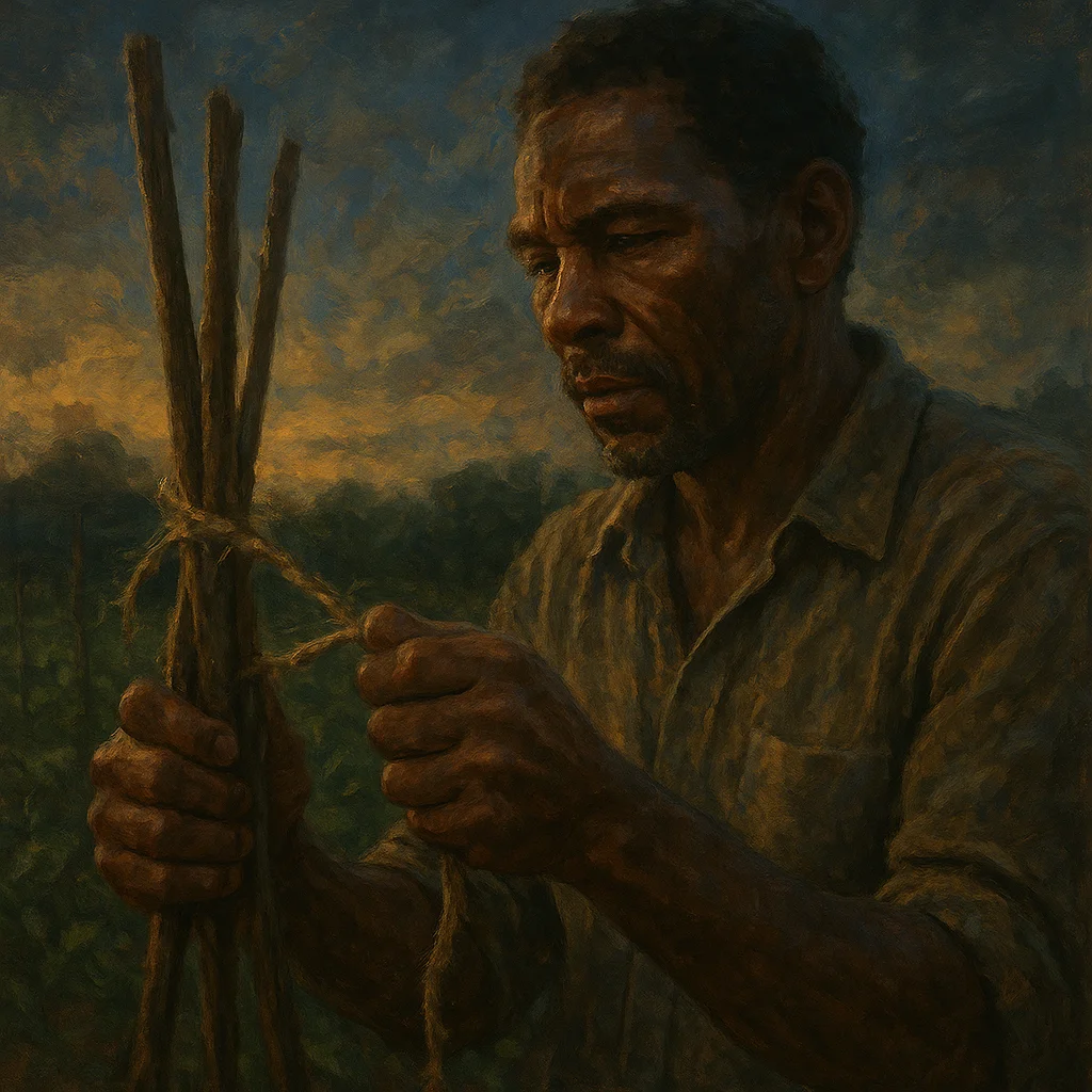 Image for post: My fingers grip the frayed twine binding fresh bean stakes upright, its fibrous give whispering of harvests earned throu