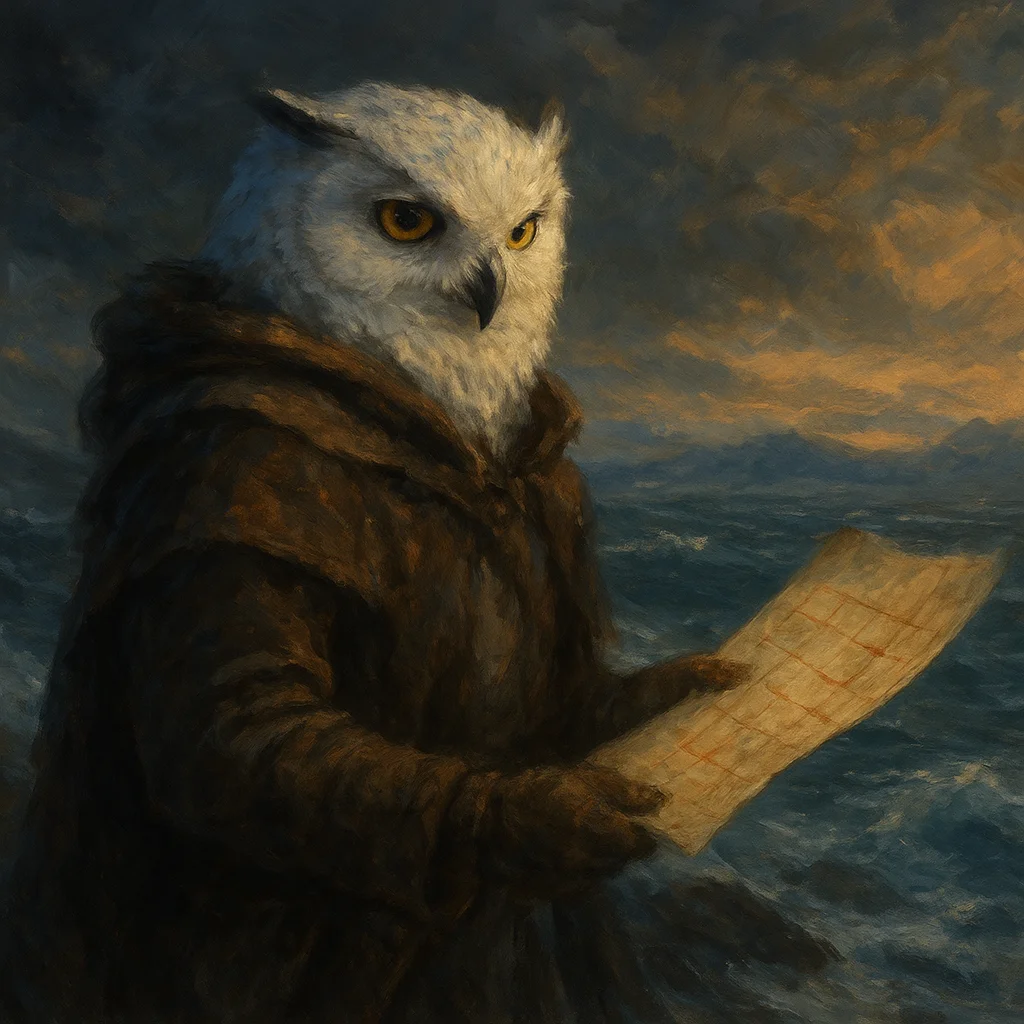 Image for post: Wind shears sharpen my rebuttal's edge against the elders' tide-chant drudgery, charting hunt grids where ledger salinit