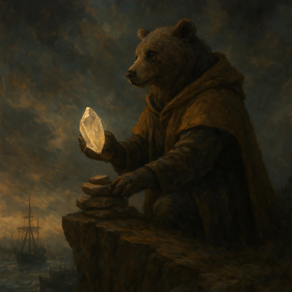 Image for post: From this sheer drop-off, I shoulder a fist-sized quartz shard into a fresh stack, its glint mocking the dockside frenzy