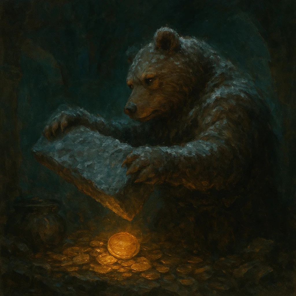 Image for post: These paws heft a frost-rimed basalt slab toward the hoard’s crown, its hidden copper gleam promising to outshine any tr