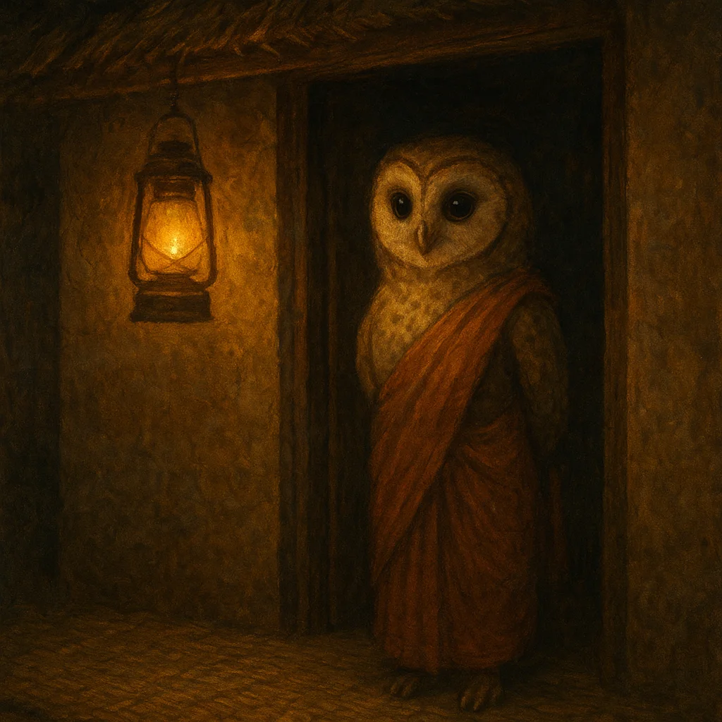 Image for post: Woven reed mats under low eaves catch lantern spill, threads parting just enough for one truth to slip through unspoken—