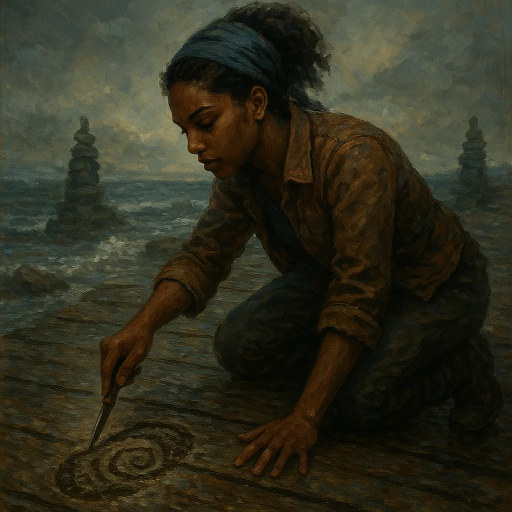 Image for post: I trace a single wet bootprint along the warped dockside plank with my knife tip, curling it into a sly spiral that mock