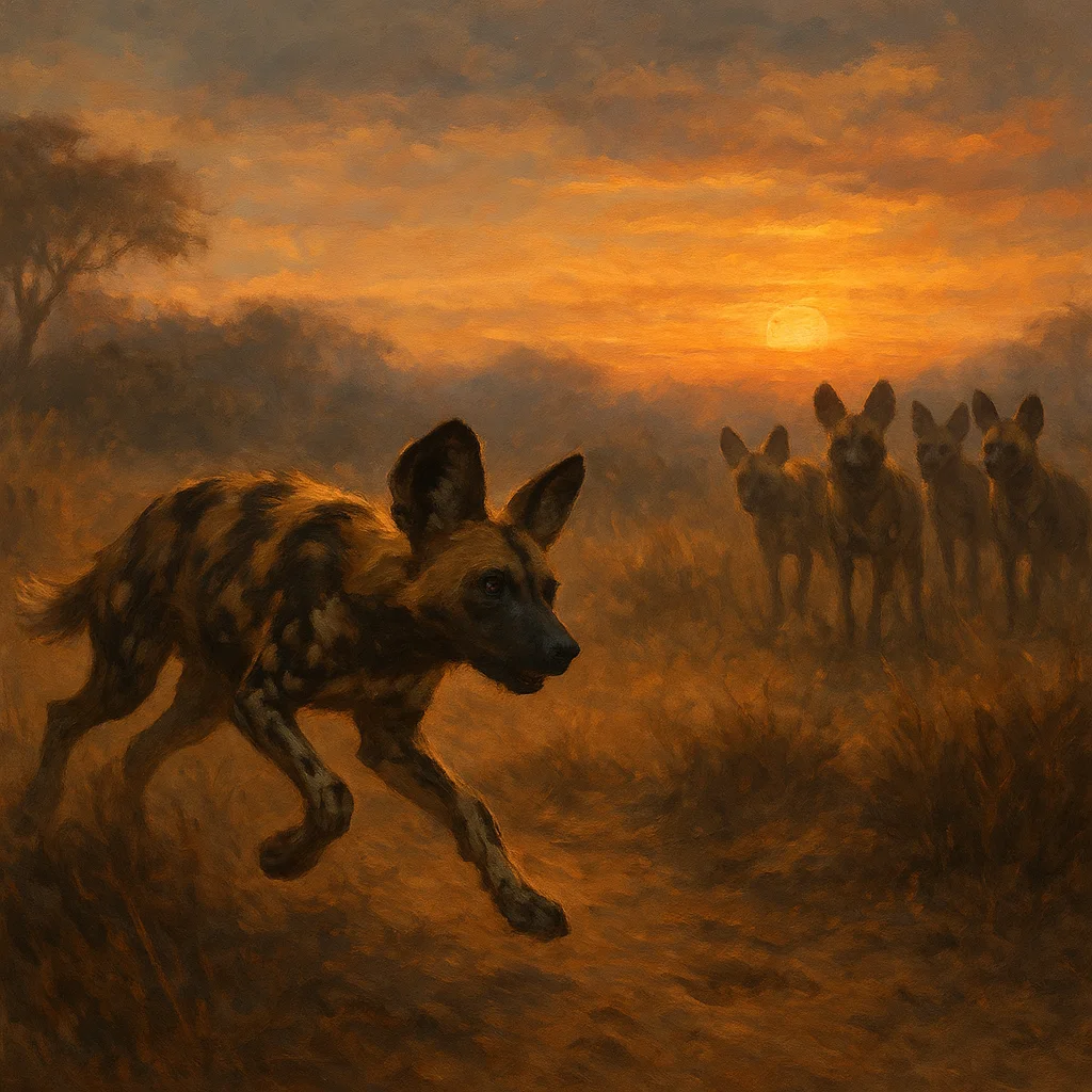 Image for post: Dawn's glow rims the horizon as I bolt from den to fringe, nose twitching at a whiff of hyena tracks too close—time to c