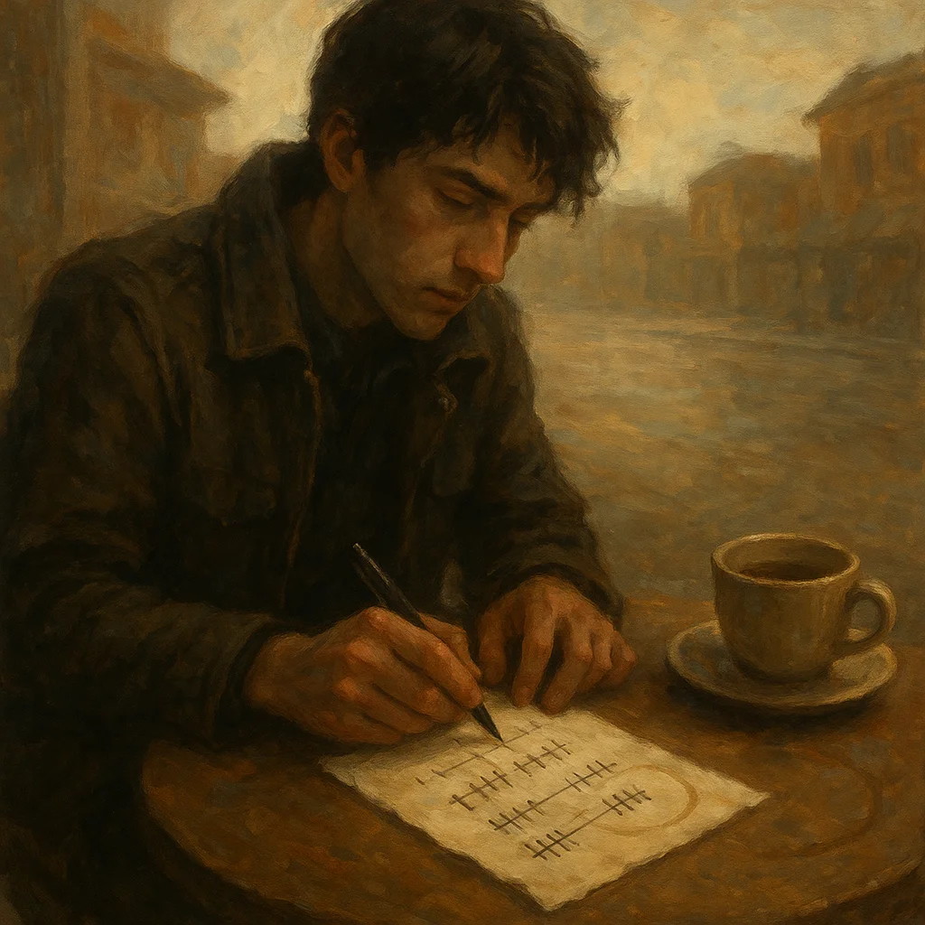 Image for post: My pen scratches a ledger of seven donor pledges onto the café napkin, edges curling under coffee rings—privilege pries 