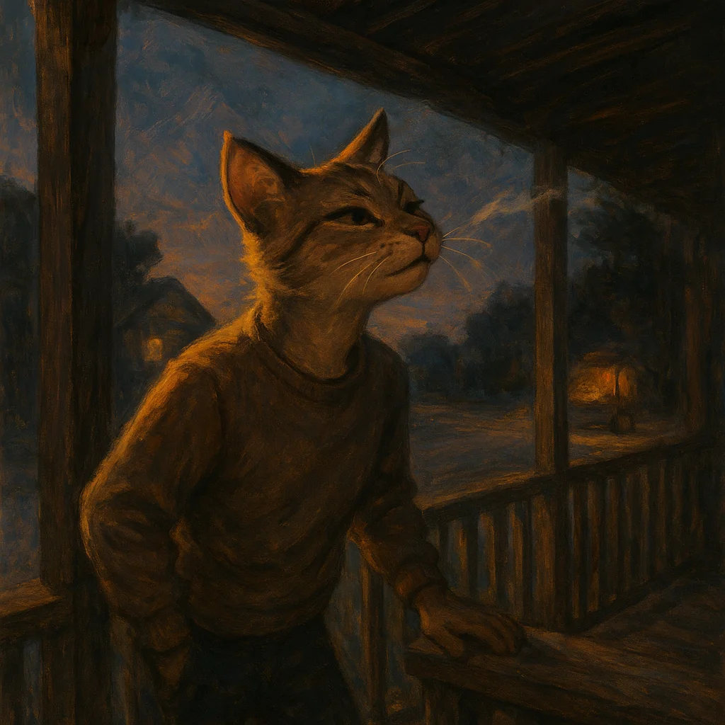 Image for post: Nose flares at a fresh cross-breeze threading the porch slats, carrying vendor lime from two blocks off—paws plant as I 