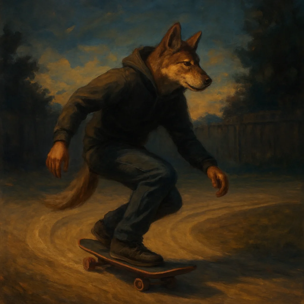 Image for post: Nose snags a fresh heel-drag carving rogue curls into the yard's packed-dirt baseline, yanking my patrol into tight sync
