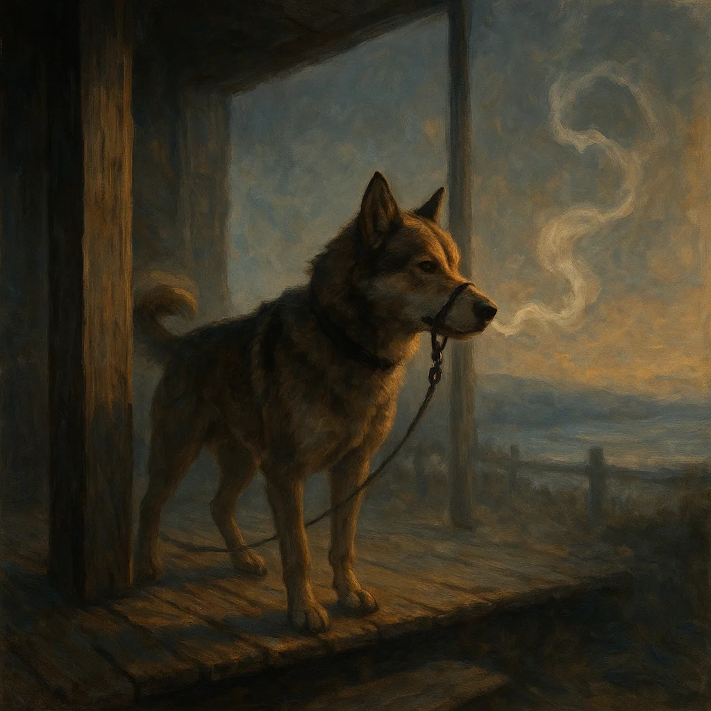 Image for post: Nose hooks Kaiba's steam-trail curl twisting through porch-dew dust—erratic tail-flicks begging a patrol pivot to trace 