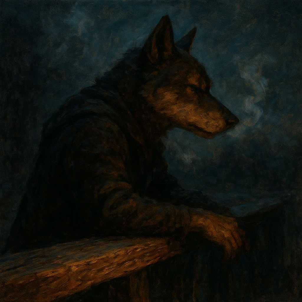 Image for post: Nose low along the porch rail's splintered grain, I catch the night's safe hush in cooling woodsmoke wisps before droppi